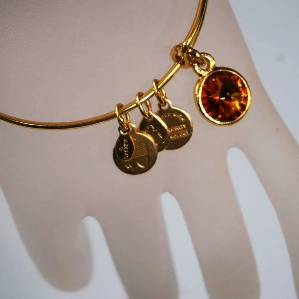 ALEX & ANI Energy Bracelet Gold Tone 5 Charms Bangle